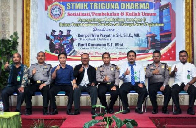 Sosialisasi/Pembekalan & Kuliah Umum Penanggulangan Radikalisme, Terorisme & Bahaya Penyalahgunaan Narkoba Anti Korupsi Serta Plagiarisme kepada Mahasiswa Baru Gel. 2 STMIK Triguna Dharma.